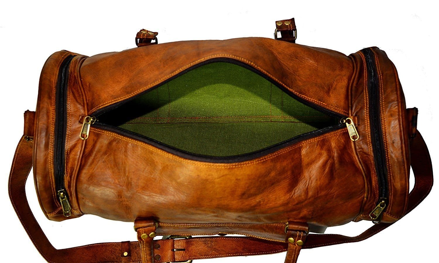 Round Leather Duffle Bag
